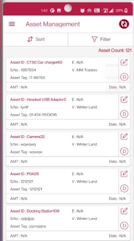 screenshot of Effitrac Asset Management